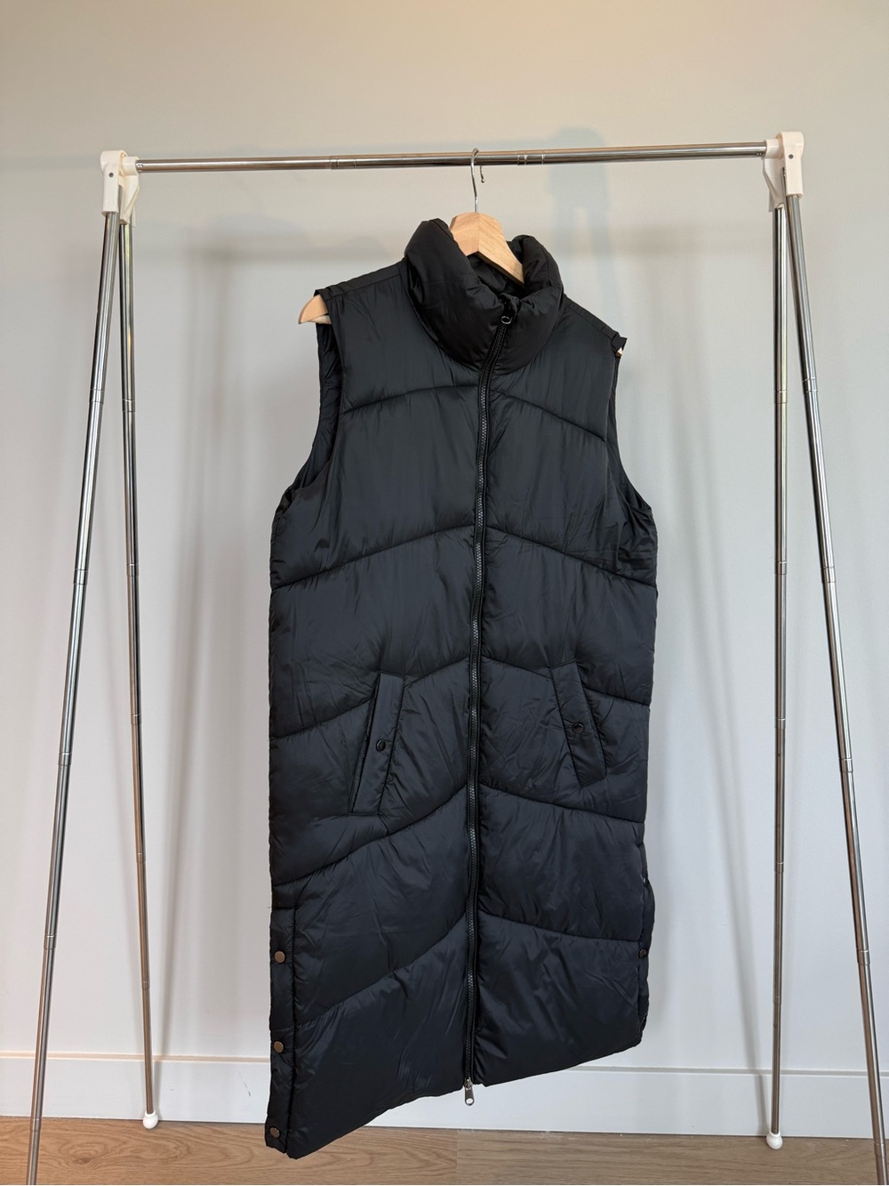 Vero Moda Black Long Quilted Sleeveless Puffer Vest
